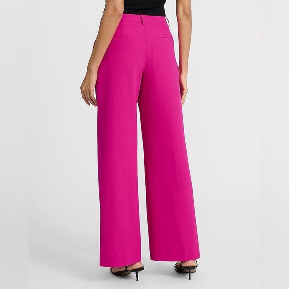 Express Editor Relaxed Mid Rise‎ Trouser Pant neon berry (Pink) size 0 nwt - Picture 3 of 11